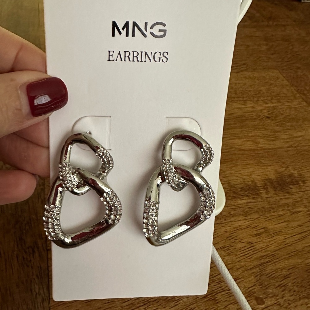 Mango Silver Heart Earrings